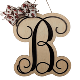 Football Door Hanger, Wooden Monogram Wreath, Letter, Initial, Monogrammed, Customized - Pink Door Wreaths