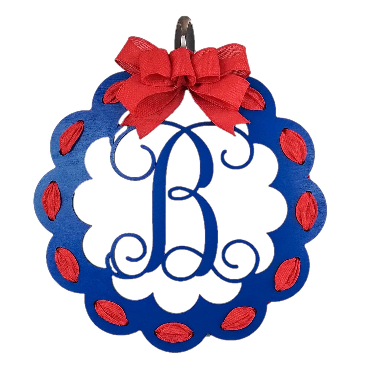 Fourth of July Door Hanger | Patriotic Monogram Wreath | MANY COLORS! - Pink Door Wreaths