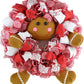 Gingerbread Wreath | Outdoor Christmas Wreath | Mesh Front Door Wreath | Red Brown White - Pink Door Wreaths