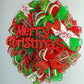Glitter Merry Christmas Mesh Front Door Wreath | Red Lime Green White : C1 - Pink Door Wreaths
