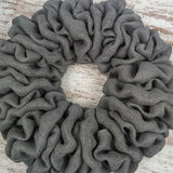 Grey Plain Burlap Wreath Already Made - Everyday Wreath to Decorate DIY - Add Bow, Ribbons on Your Own - Premade - Pink Door Wreaths