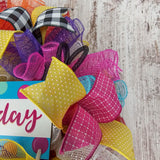 Happy Birthday Mesh Wreath | Family Birthday Front Door Decor | Pink Red Blue White Yellow… - Pink Door Wreaths