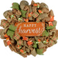 Happy Harvest Fall Wreath | Thanksgiving Deco Mesh Front Door Wreath; Brown Orange Green Burlap - Pink Door Wreaths