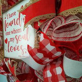 I Have Found the One Whom My Soul Loves Valentines Wreath - Valentine's Day Decor - Red White Jute Door Decorations - Pink Door Wreaths