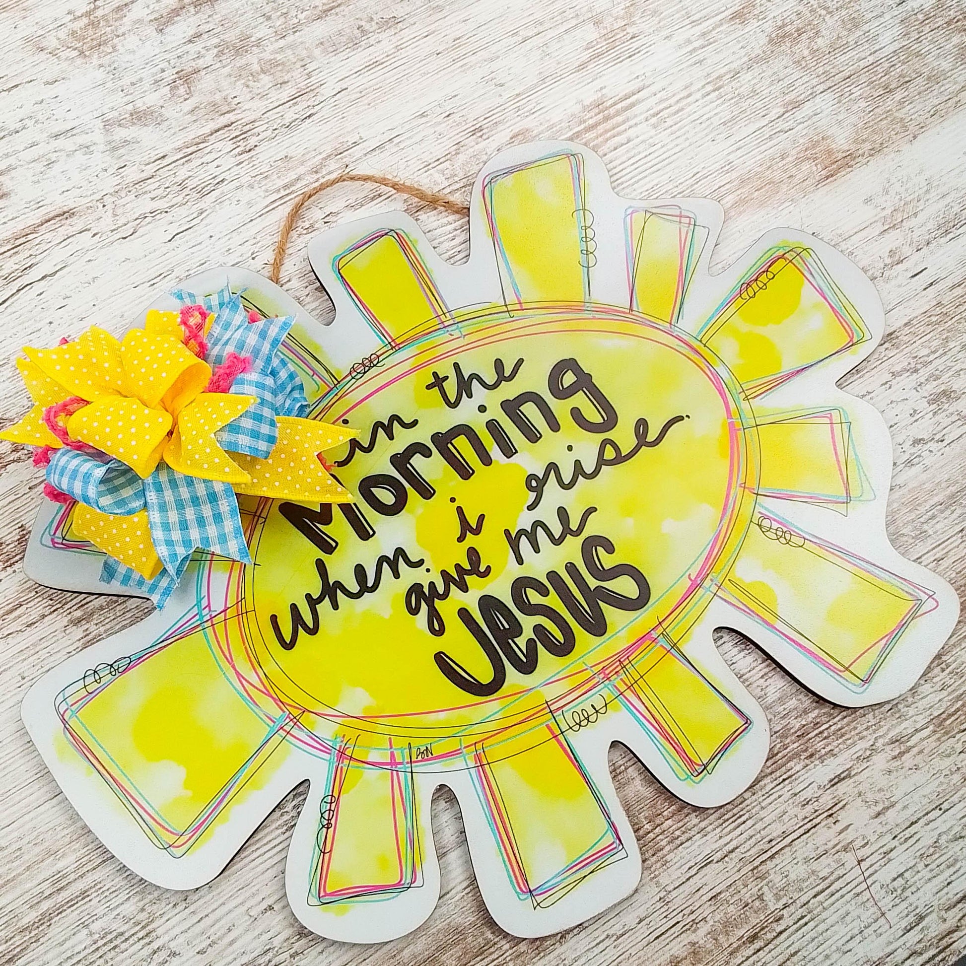 In the Morning When I Rise Give Me Jesus Door Hanger - Pink Door Wreaths
