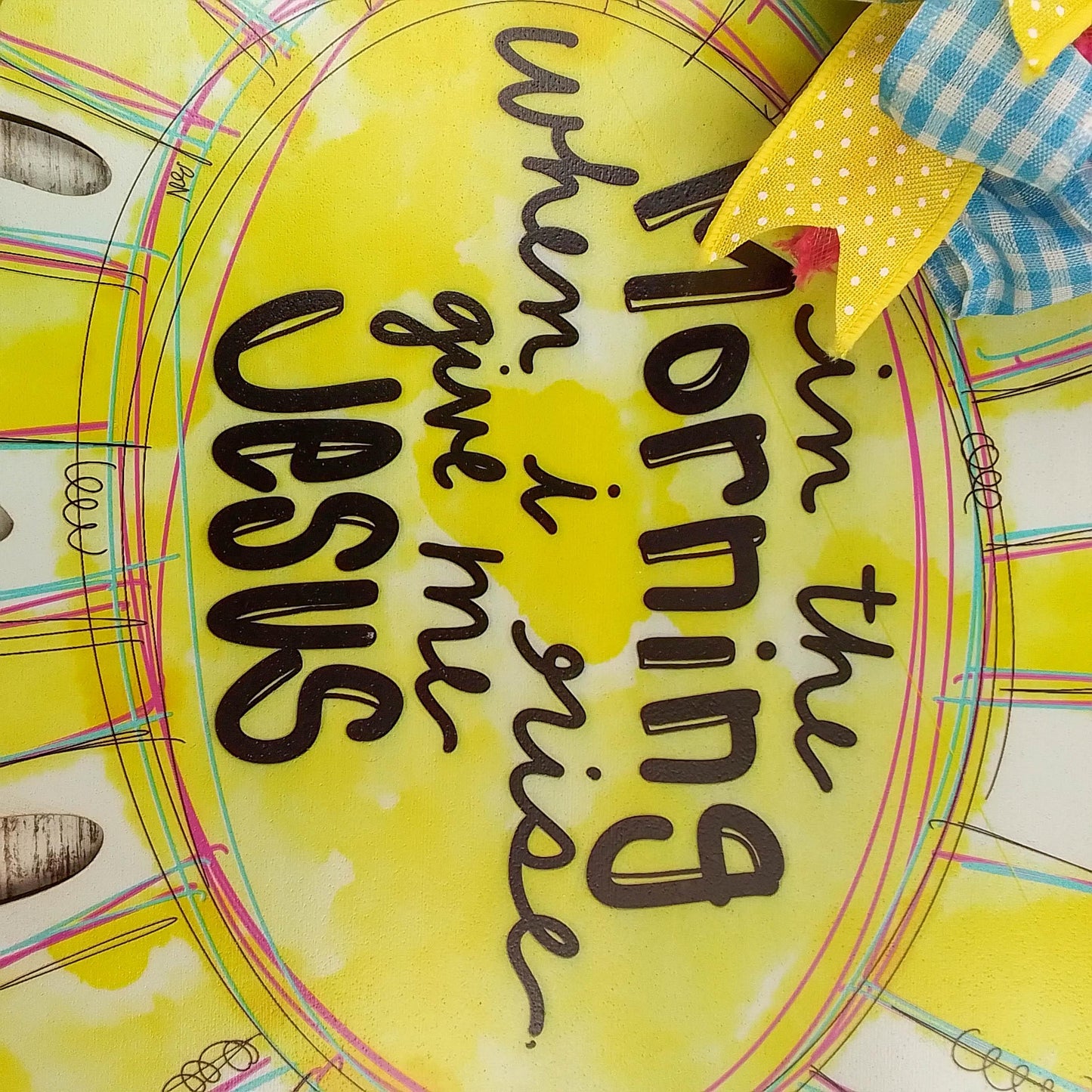 In the Morning When I Rise Give Me Jesus Door Hanger - Pink Door Wreaths