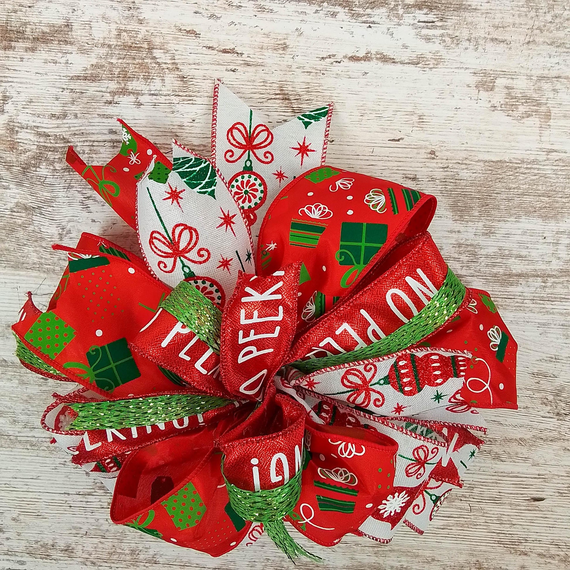 Lantern Wreath Bow - Burlap Wreath Embellishment for Making Your Own - Layered Full Handmade Farmhouse Already Made (Christmas (Present) - Pink Door Wreaths