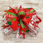 Lantern Wreath Bow - Burlap Wreath Embellishment for Making Your Own - Layered Full Handmade Farmhouse Already Made (Christmas (Present) - Pink Door Wreaths