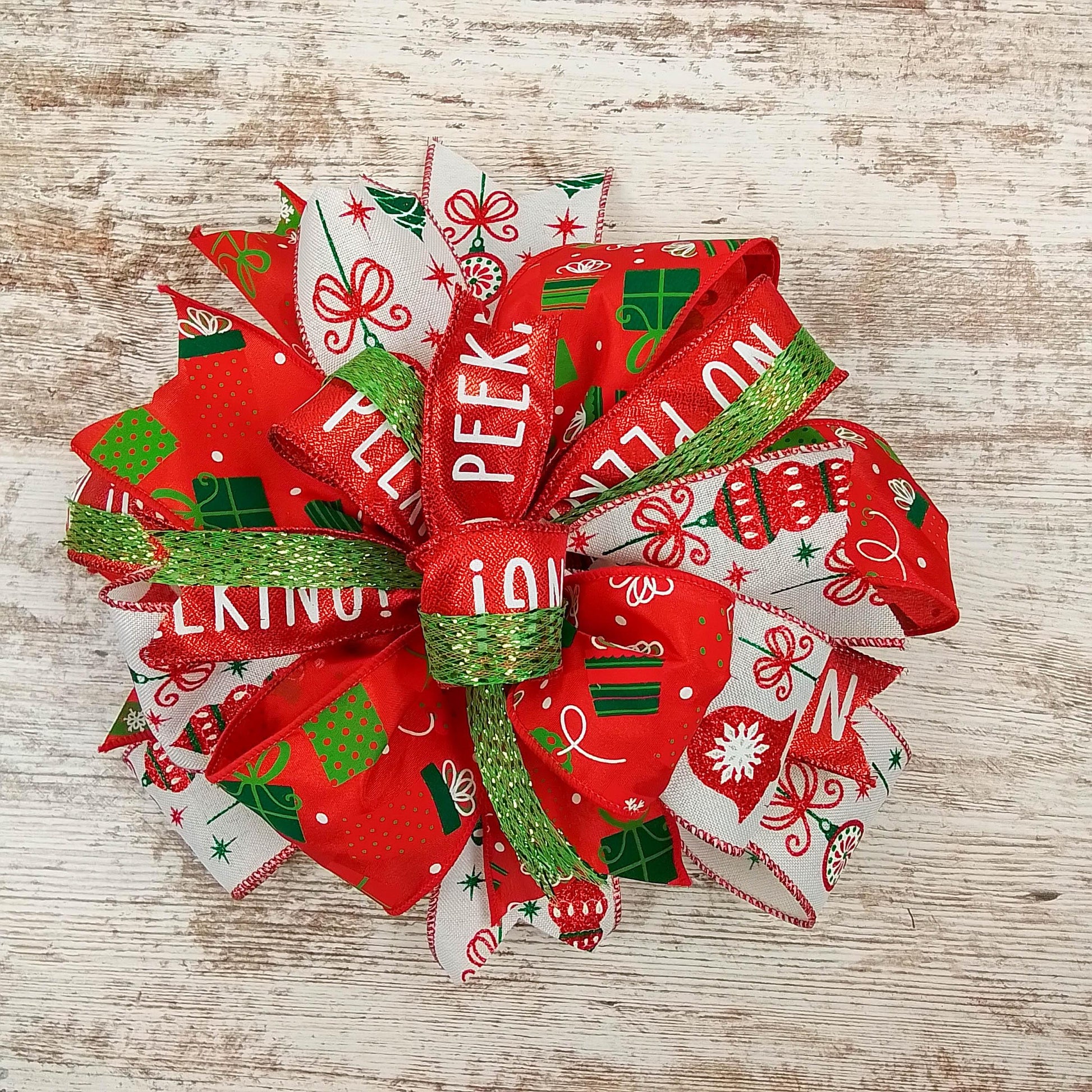 Lantern Wreath Bow - Burlap Wreath Embellishment for Making Your Own - Layered Full Handmade Farmhouse Already Made (Christmas (Present) - Pink Door Wreaths