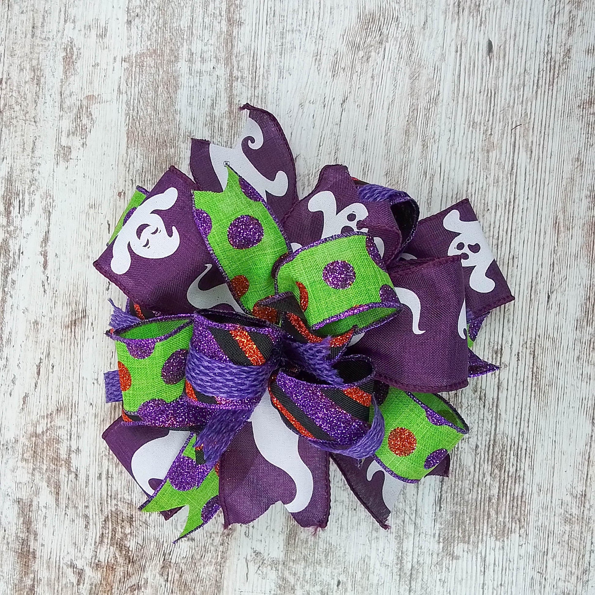 Lantern Wreath Bow - Burlap Wreath Embellishment for Making Your Own - Layered Full Handmade Farmhouse Already Made (Halloween (Ghosts) - Pink Door Wreaths