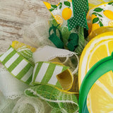 Lemon Flip Flop Wreath - Spring Summer Welcome Deco Mesh Decor - Yellow Lime Green White - Pink Door Wreaths