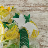 Lemon Flip Flop Wreath - Spring Summer Welcome Deco Mesh Decor - Yellow Lime Green White - Pink Door Wreaths