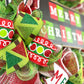 Merry Christmas Wreath - Bright Holiday Decoration Front Door Wreaths - Red Green White Sparkle - Pink Door Wreaths