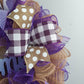 Mother's Day Gift | Jute burlap everyday year round welcome wreath; purple white brown - Pink Door Wreaths
