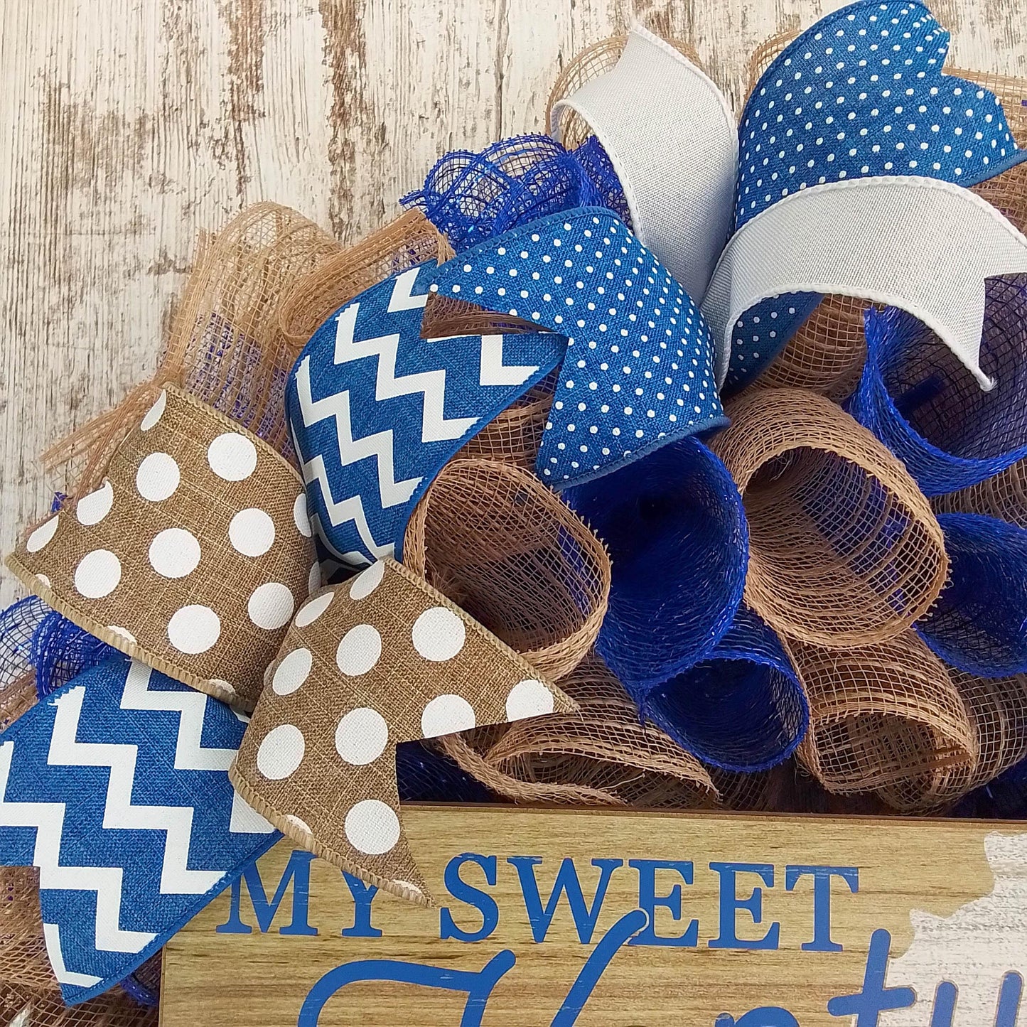 My Sweet Kentucky Home Front Door Wreaths - Royal Blue White Mothers Day Gift - Burlap Everyday Year Round Outdoor Decor - Pink Door Wreaths