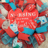 Nursing Heroes Wreath - Hospital Nurse Graduation Burlap Wreath - Pink Door Wreaths
