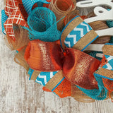 Orange and Turquoise Fall Wreath - Thanksgiving Welcome Wreath - Everyday Door Wreath - White Teal
