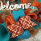 Orange and Turquoise Fall Wreath - Thanksgiving Welcome Wreath - Everyday Door Wreath - White Teal