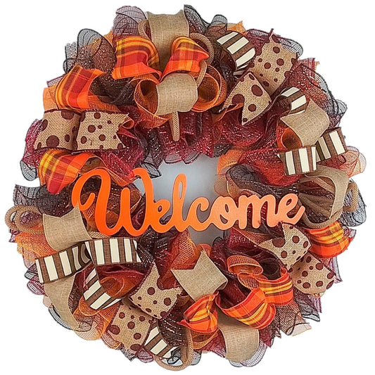 Orange Thanksgiving Wreaths, Autumn Front Door Wreath : F2 - Pink Door Wreaths