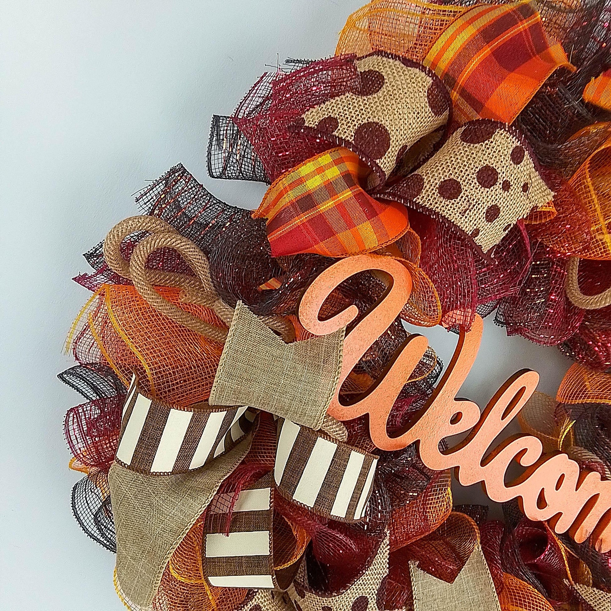 Orange Thanksgiving Wreaths, Autumn Front Door Wreath : F2 - Pink Door Wreaths