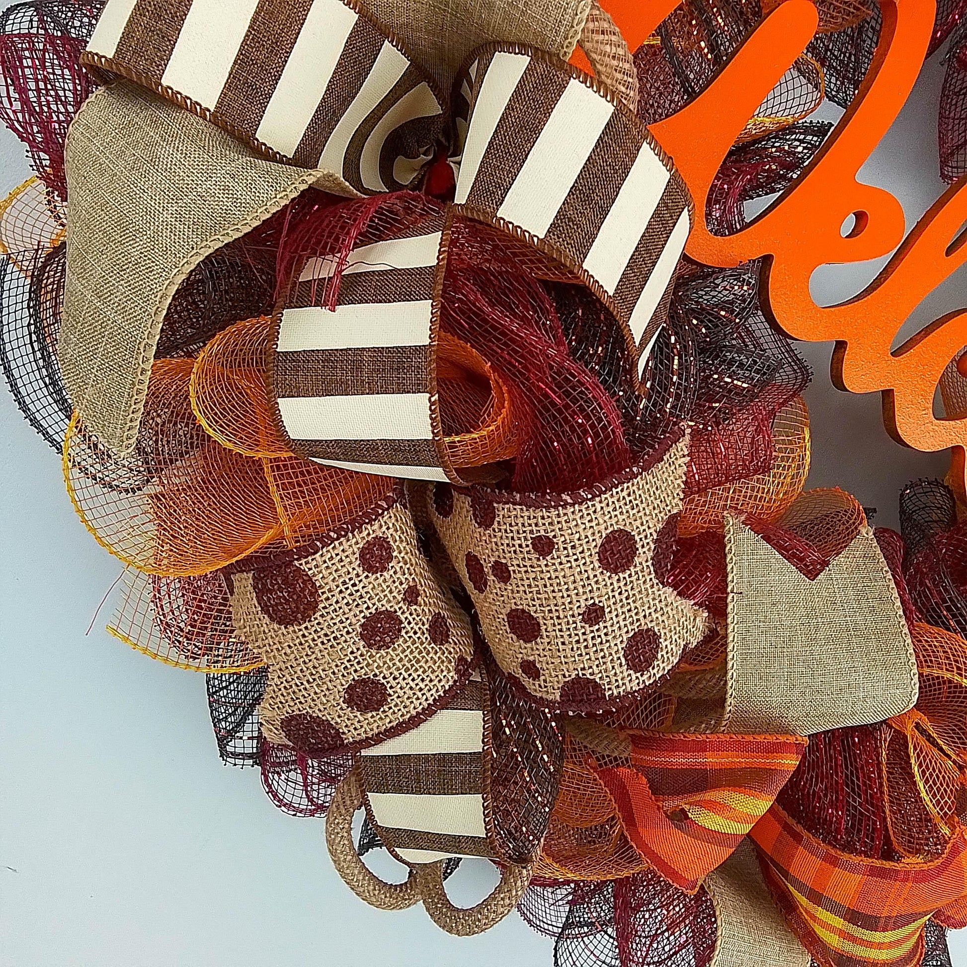 Orange Thanksgiving Wreaths, Autumn Front Door Wreath : F2 - Pink Door Wreaths
