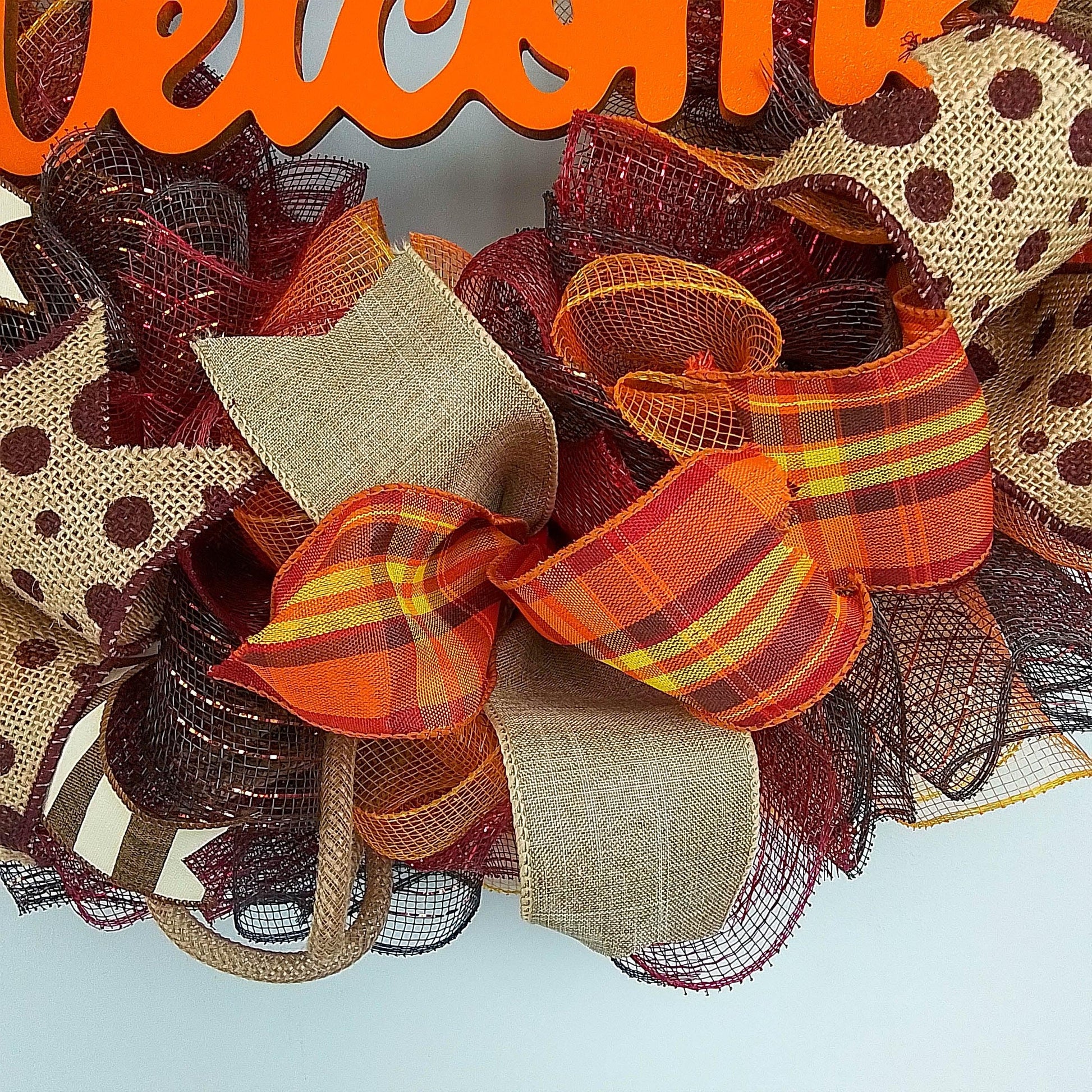Orange Thanksgiving Wreaths, Autumn Front Door Wreath : F2 - Pink Door Wreaths