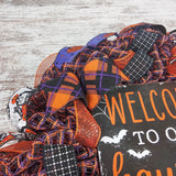 Orange Welcome to our Haunted House Welcome Mesh Decor - Pink Door Wreaths