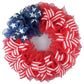 Patriotic Wreath, Flag Wreaths for Front Door, Americana Porch Decorations, Fourth of July Mesh Door Wreaths - Red White Royal Blue Stars Stripes - Pink Door Wreaths