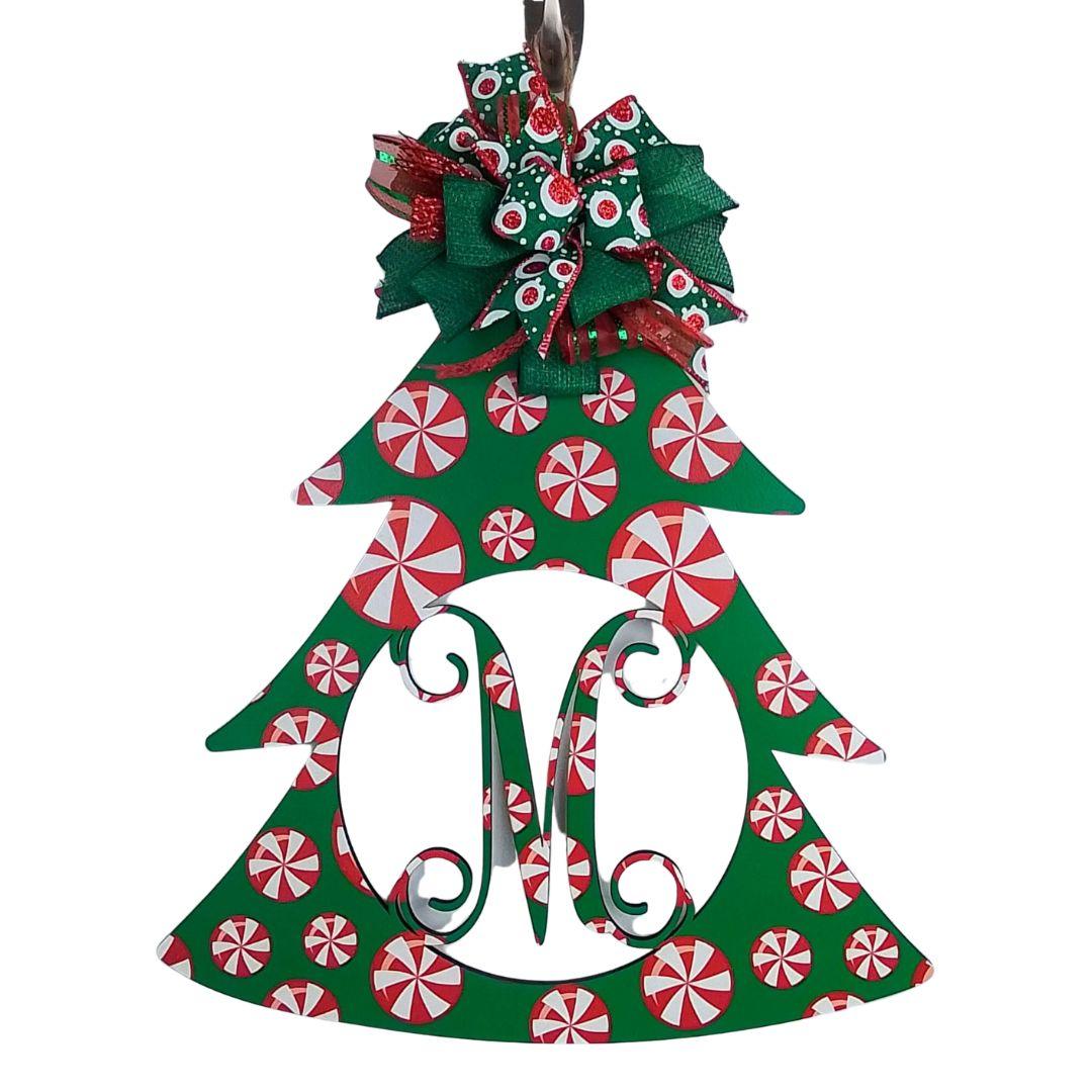 Peppermint Candy Door Hanger, Customized Monogram Decoration - Pink Door Wreaths