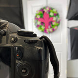 Pink Fleur De Lis Wreath | Mothers Day Present Gift | Everyday Front Door Wreath | Black Lime Green - Pink Door Wreaths