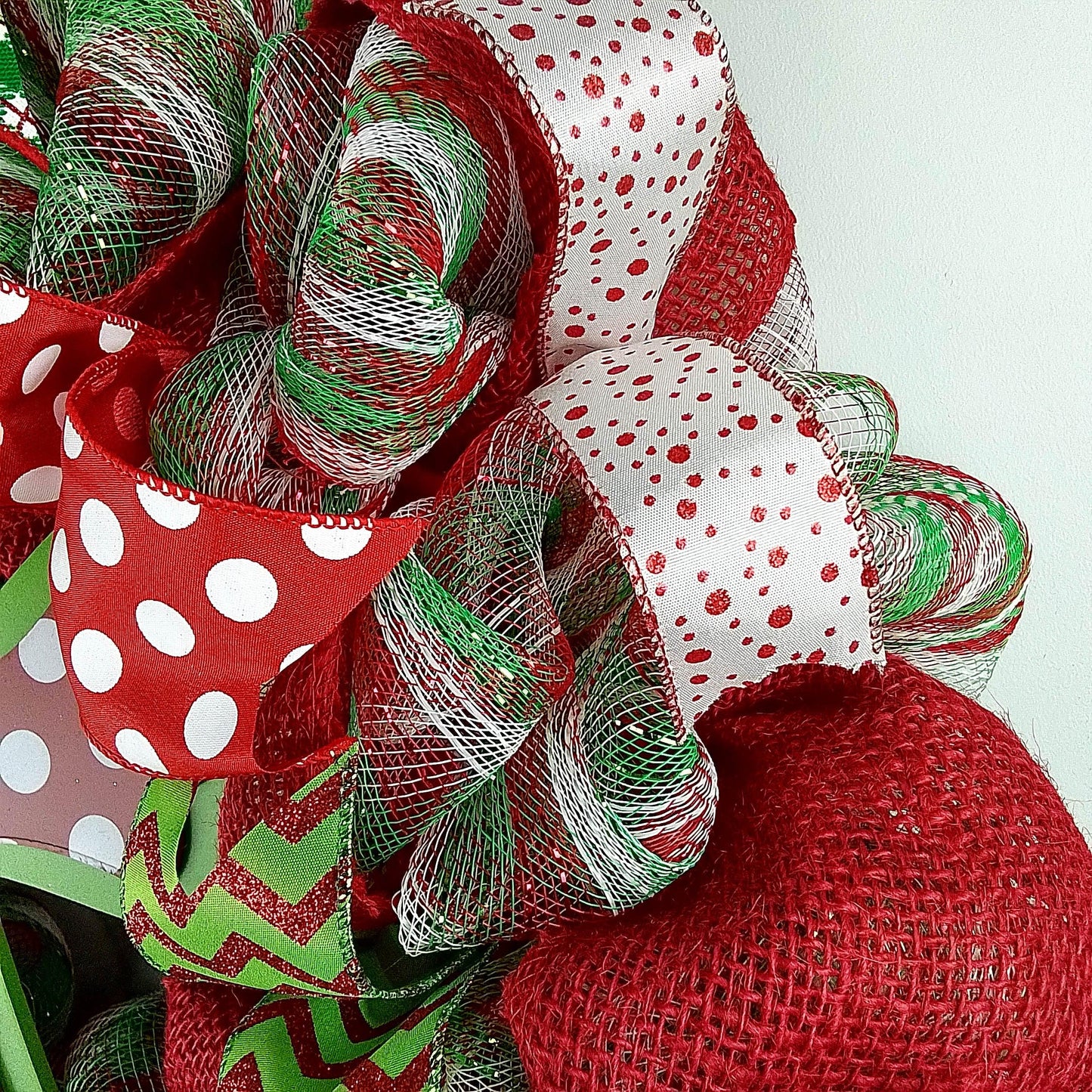 Polka Dot Cross Christmas Wreath - Church Christian Religious Front Door Wreath - Red Emerald Green White Farmhouse - Pink Door Wreaths