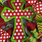 Polka Dot Cross Christmas Wreath - Church Christian Religious Front Door Wreath - Red Emerald Green White Farmhouse - Pink Door Wreaths