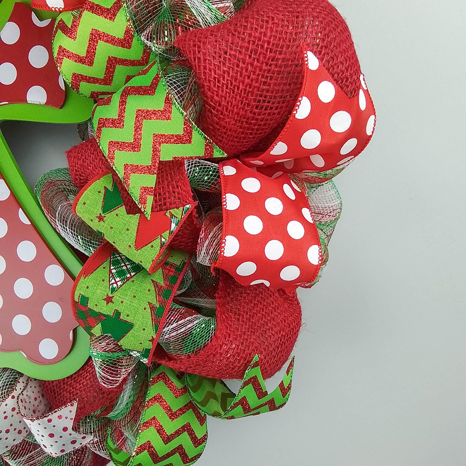 Polka Dot Cross Christmas Wreath - Church Christian Religious Front Door Wreath - Red Emerald Green White Farmhouse - Pink Door Wreaths