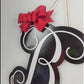 Wooden Monogram Door Hanger | Newlywed Gift | Initial Letter Door Wreath with Bow - LOTS OF COLORS