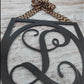 Black Burlap Initial Monogram Door Hanger - Gift for Mom - Framed Wood Wreath