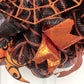 Halloween Glitter Spider Web Mesh Door Wreath | Black Orange
