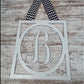 Burlap Initial Monogram Door Hanger - Gift for Mom - Framed Wood Wreath (Custom (Chevron))