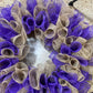 Mother's Day Gift | Jute burlap everyday year round welcome wreath; purple white brown