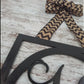 Black Burlap Initial Monogram Door Hanger - Gift for Mom - Framed Wood Wreath
