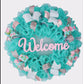 Welcome Turquoise Rose Gold Wreath - Gift for Her - Everyday Floral Spring Decor