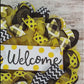Bee Burlap Door Wreath, Honeybee Decor Yellow Black White
