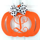 Pumpkin Decorations | Orange Pumpkin Monogram Door Hanger - Pink Door Wreaths