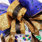 Purple Green Gold Fat Tuesday Lantern Wreath Bow - Burlap Wreath Embellishment for Making Your Own - Layered Full Handmade Farmhouse Already Made (Mardi Gras - Pink Door Wreaths