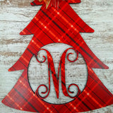 Red and Gold Christmas Décor, Customized Monogram Decoration, Initial Front Door Hanger - Pink Door Wreaths