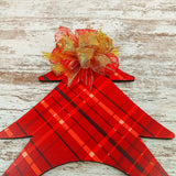 Red and Gold Christmas Décor, Customized Monogram Decoration, Initial Front Door Hanger - Pink Door Wreaths