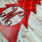 Red and Gold Christmas Décor, Customized Monogram Decoration, Initial Front Door Hanger - Pink Door Wreaths