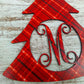 Red and Gold Christmas Décor, Customized Monogram Decoration, Initial Front Door Hanger - Pink Door Wreaths