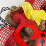 Red and Yellow Welcome Everyday Wreath - Mother's Day Gift Idea - Pink Door Wreaths