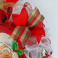 Santa Claus Wreath | Christmas Mesh Outdoor Front Door Wreath; White Red Emerald Lime Green - Pink Door Wreaths