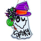 Spooky Halloween Ghost Door Hanger - Glitter Polka Dot Bow Door Decor; Purple Orange Green - Pink Door Wreaths